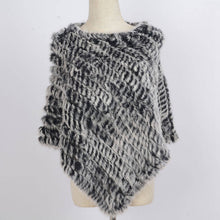 Load image into Gallery viewer, Women's Knitted Poncho Real Rabbit Fur Fashion Style Winter Autumn Warm Fur Shawl Ladies Top Quality Cape S1071S