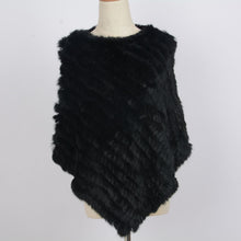 Load image into Gallery viewer, Women's Knitted Poncho Real Rabbit Fur Fashion Style Winter Autumn Warm Fur Shawl Ladies Top Quality Cape S1071S