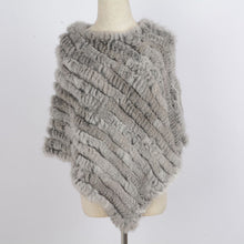 Load image into Gallery viewer, Women's Knitted Poncho Real Rabbit Fur Fashion Style Winter Autumn Warm Fur Shawl Ladies Top Quality Cape S1071S