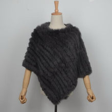 Load image into Gallery viewer, Women's Knitted Poncho Real Rabbit Fur Fashion Style Winter Autumn Warm Fur Shawl Ladies Top Quality Cape S1071S