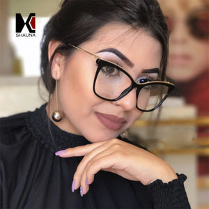 SHAUNA Fashion Metal Chain Oversize Glasses Frame Women Female Cat Eye Glasses