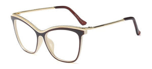 SHAUNA Fashion Metal Chain Oversize Glasses Frame Women Female Cat Eye Glasses