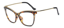Load image into Gallery viewer, SHAUNA Fashion Metal Chain Oversize Glasses Frame Women Female Cat Eye Glasses