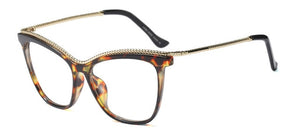SHAUNA Fashion Metal Chain Oversize Glasses Frame Women Female Cat Eye Glasses
