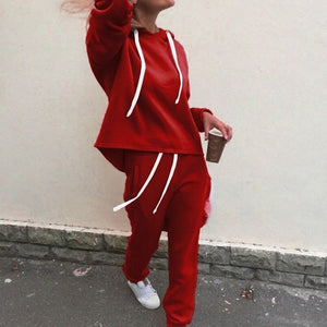 Autumn Tracksuit Long Sleeve Thicken Hooded Sweatshirts 2 Piece Set Casual Sport Suit Women Tracksuit Set