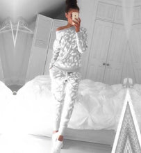 Load image into Gallery viewer, OMSJ 2018 New Autumn Winter Two Pieces Set Women Workout Long Sleeve Suit Cotton Women Tracksuit Crop Top And Pants Set Lady