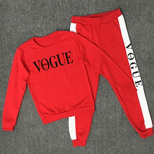 Load image into Gallery viewer, Women Sets VOGUE Letter Print Sweatshirt+Pants 2 Piece Set Autumn Winter Long Sleeve Tracksuits Two Piece Suit Sportswear Outfit