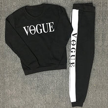 Load image into Gallery viewer, Women Sets VOGUE Letter Print Sweatshirt+Pants 2 Piece Set Autumn Winter Long Sleeve Tracksuits Two Piece Suit Sportswear Outfit