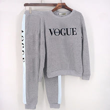 Load image into Gallery viewer, Women Sets VOGUE Letter Print Sweatshirt+Pants 2 Piece Set Autumn Winter Long Sleeve Tracksuits Two Piece Suit Sportswear Outfit