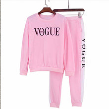 Load image into Gallery viewer, Women Sets VOGUE Letter Print Sweatshirt+Pants 2 Piece Set Autumn Winter Long Sleeve Tracksuits Two Piece Suit Sportswear Outfit