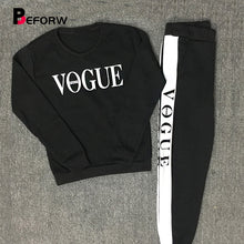 Load image into Gallery viewer, Women Sets VOGUE Letter Print Sweatshirt+Pants 2 Piece Set Autumn Winter Long Sleeve Tracksuits Two Piece Suit Sportswear Outfit