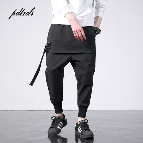 New Western Diablo Style Fashion Individuality Side Ribbon Men's Jogger Trousers Hip Hop Autumn Casual Street Male Harem Pants
