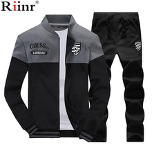 Load image into Gallery viewer, Riinr New Casual Tracksuit Men Autumn Zipper Jackets+Pants 2 Pieces Sets Male Slim Fit Sportswear Brand Fashion Men&#39;s Solid Set