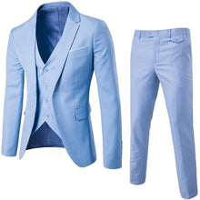 Load image into Gallery viewer, Men&#39;s 3 Pieces Black Elegant Suits With Pants Brand Slim Fit Single Button Party Formal Business Dress Suit Male Terno Masculino
