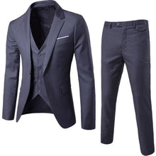 Load image into Gallery viewer, Men&#39;s 3 Pieces Black Elegant Suits With Pants Brand Slim Fit Single Button Party Formal Business Dress Suit Male Terno Masculino