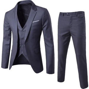 Men's 3 Pieces Black Elegant Suits With Pants Brand Slim Fit Single Button Party Formal Business Dress Suit Male Terno Masculino