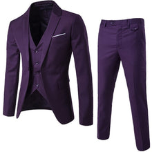 Load image into Gallery viewer, Men&#39;s 3 Pieces Black Elegant Suits With Pants Brand Slim Fit Single Button Party Formal Business Dress Suit Male Terno Masculino
