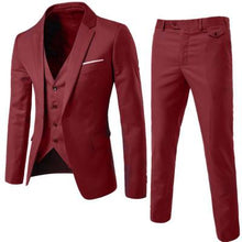Load image into Gallery viewer, Men&#39;s 3 Pieces Black Elegant Suits With Pants Brand Slim Fit Single Button Party Formal Business Dress Suit Male Terno Masculino
