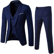Load image into Gallery viewer, Men&#39;s 3 Pieces Black Elegant Suits With Pants Brand Slim Fit Single Button Party Formal Business Dress Suit Male Terno Masculino