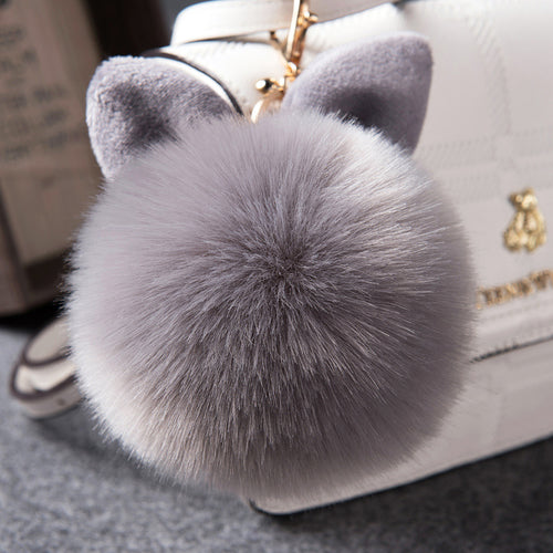 Fake Rabbit fur ball key chain pompom fluffy Bag Charms bunny keychain Keyring