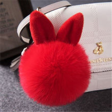 Load image into Gallery viewer, Fake Rabbit fur ball key chain pompom fluffy Bag Charms bunny keychain Keyring
