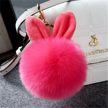 Load image into Gallery viewer, Fake Rabbit fur ball key chain pompom fluffy Bag Charms bunny keychain Keyring