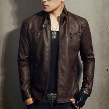 Load image into Gallery viewer, Men Genuine Leather Jacket Zipper 2019 New Arrival Autumn Slim Short Male Moto Sheepskin Leather Jacket Biker Teenage Boy Spring
