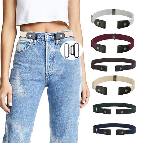 AWAYTR Unisex Buckle-Free Elastic Belt For Jeans Pants Dress Free Stretch Waist Belt For Women Men No Buckle Adjustable Belt