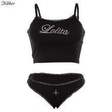 Load image into Gallery viewer, Nibber women Sexy lace Embroidery camisole Cotton Pantie 2 pieces suits new lady Cute pink black vest beach vacation Bikini sets