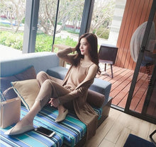 Load image into Gallery viewer, Casual Tracksuit Women 3 Pieces Set Knitted Pullover Sweaters Tops Deep V-neck Long Sleeve Sweatshirt Pants Women&#39;s Sets