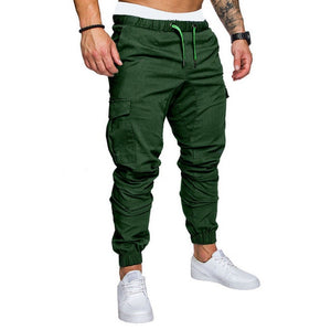Mens Skinny Fit Straight Leg Trousers Men Casual Pencil Jogger Cargo Pants With Pockets M-XXXL