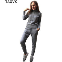 Load image into Gallery viewer, TAOVK Winter Woolen and Cashmere Knitted Warm Suit High Collar Sweater + Mink Cashmere Pants Loose Style Two-piece Set Knit