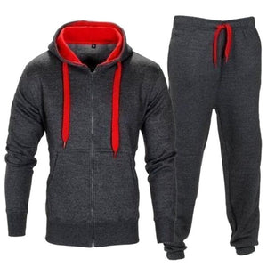 Adisputent Tracksuit Men 2019 Autumn Sportwear Fashion Mens Hip Hop Set 2PC Zipper Hooded Sweatshirt Jacket+Pant  Suit