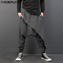 Load image into Gallery viewer, INCERUN Plus Size Men Casual Drape Drop Crotch Harem Hip Hop Pants Trouser Baggy Dancing Pants Gothic Punk Style Harem Pants Men