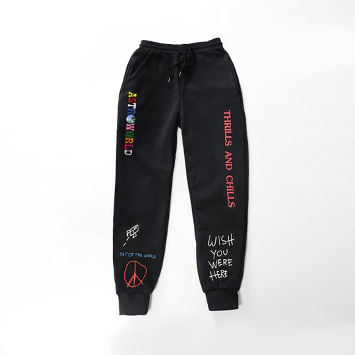 Quality Fleece trousers TRAVIS SCOTT ASTROWORLD  Letter Printed Women Men Jogging Pants Hip hop Streetwear Men SweatpantS
