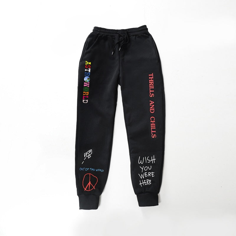 Quality Fleece trousers TRAVIS SCOTT ASTROWORLD  Letter Printed Women Men Jogging Pants Hip hop Streetwear Men SweatpantS