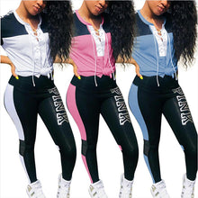 Load image into Gallery viewer, Pink Letters Print 2 Piece Set Women Plus Size Top And Pants Casual Outfit Sweat Suits Two Piece Sweatshirt Tracksuit