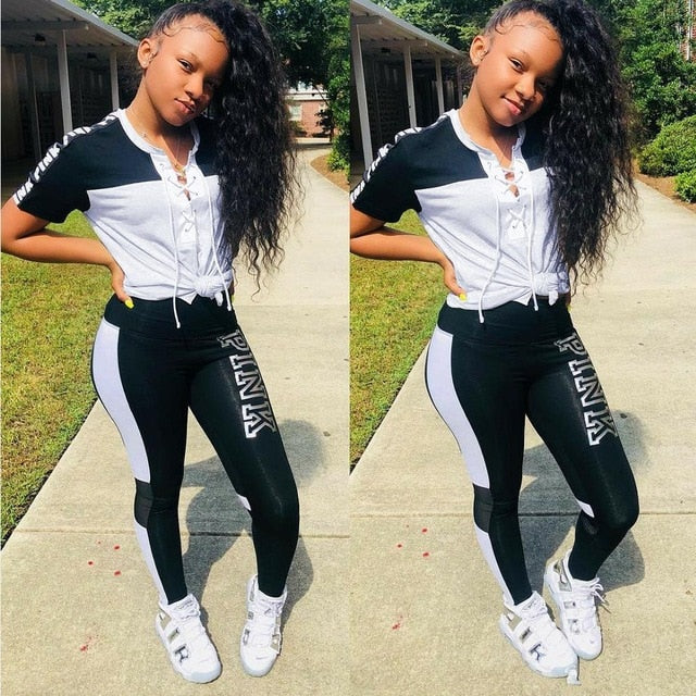 Pink Letters Print 2 Piece Set Women Plus Size Top And Pants Casual Outfit Sweat Suits Two Piece Sweatshirt Tracksuit