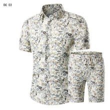 Load image into Gallery viewer, New Fashion Men Shirts+Shorts Set Summer Casual Printed Shirt Homme Short Male Printing Dress Suit Sets Plus Size 5XL