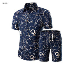 Load image into Gallery viewer, New Fashion Men Shirts+Shorts Set Summer Casual Printed Shirt Homme Short Male Printing Dress Suit Sets Plus Size 5XL