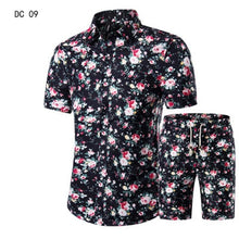 Load image into Gallery viewer, New Fashion Men Shirts+Shorts Set Summer Casual Printed Shirt Homme Short Male Printing Dress Suit Sets Plus Size 5XL
