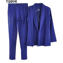 Load image into Gallery viewer, TAOVK Office Lady Pant Suits Women&#39;s Sets Belt Blazer top and pencil pants two piece outfits femme ensemble Pantsuit Spring 2019