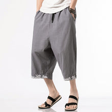 Load image into Gallery viewer, SHANBAO brand original Chinese style embroidery cotton fashion loose harem pants 2019 summer men&#39;s straight wide leg pants K1617