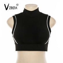 Load image into Gallery viewer, Women 2 Piece Tracksuit Reflective Cropped Top Loose Pants Sets Fashion Female Shine Black Tank Top And Trouser Chandal Mujer