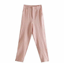 Load image into Gallery viewer, Pink Plaid Blazer High Waist Harem Pants