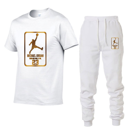 Summer Hot Sale Men's Sets T Shirts+pants Two Pieces Sets Casual Tracksuit Male Tshirt Gyms Fitness trouser