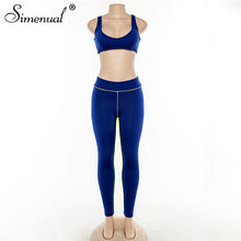 Load image into Gallery viewer, Simenual Casual Sporty Active Wear Women Tracksuits Fitness Workout Neon Striped Two Piece Sets 2019 Tank Top And Leggings Set