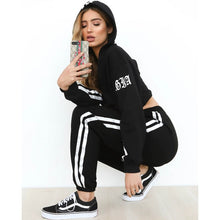 Load image into Gallery viewer, Z&amp;P 2019 Women's Tracksuits 2 Piece Set Black Crop Top And Pants Fashion  Casual Lady Tumblr Long Sleeve Hoodies Pants Suit