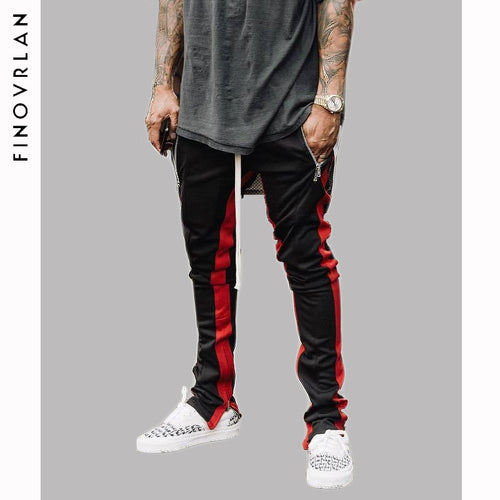 Block Patchwork Stripe Harem Pants Mens 2018 Autumn Casual Zipper Pockets Joggers Sweatpants Male Cotton Ankle zipper trousers