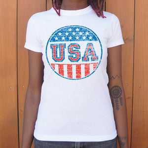USA Campaign Button T-Shirt (Ladies)